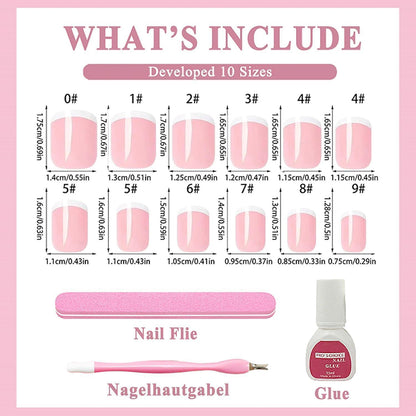 240er Set French Press On Nails – Kurze, Künstliche Nägel zum Aufkleben
