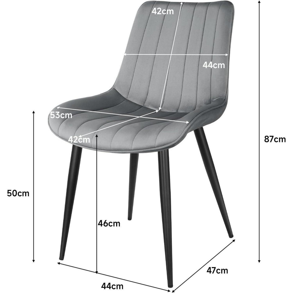 Samt Esszimmerstühle 6er Set mit Metallbeinen Grau