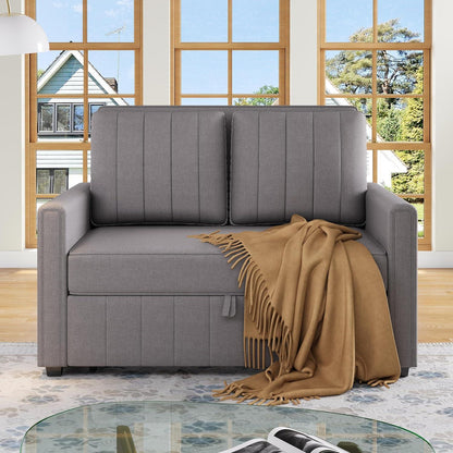 2-Sitzer Schlafsofa mit Bettkasten & verstellbarer Lehne (Antik Grau)