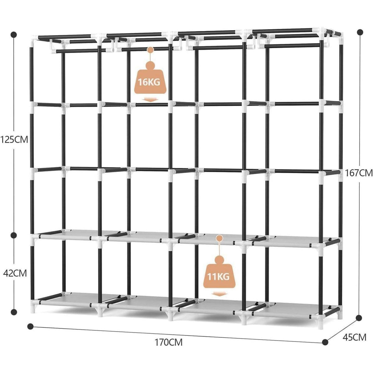Stoffschrank 170cm breit – Viel Stauraum & Stabil