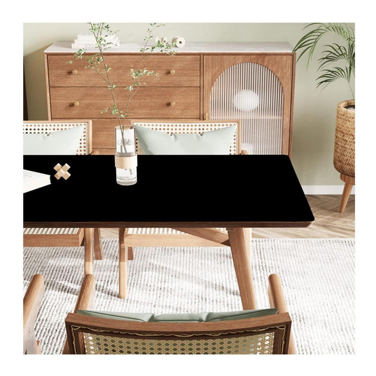 Wasserdichte PU Tischdecke 90x180cm Schwarz – Schutzfolie für Tisch