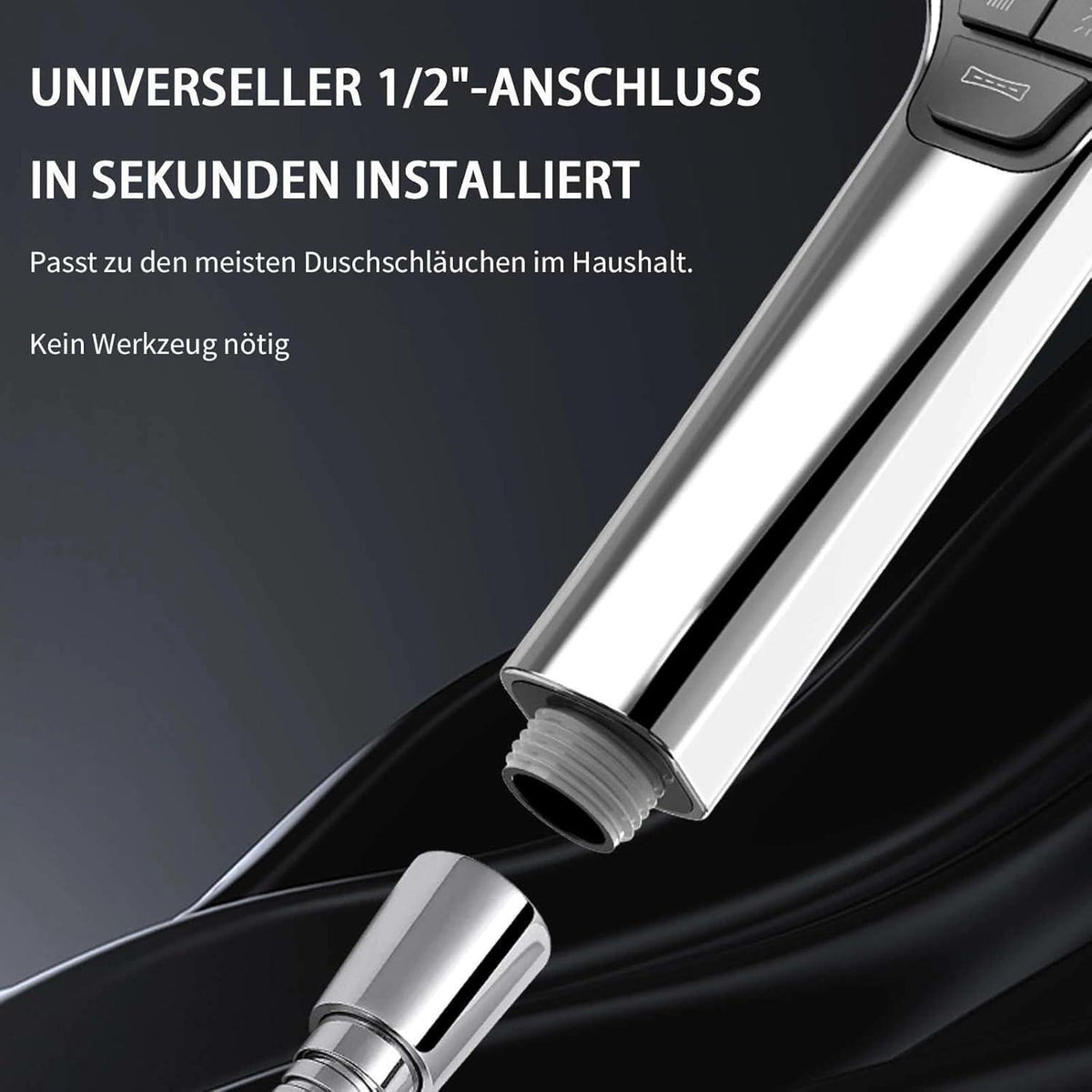 Hochdruck Duschkopf Handbrause 8 Strahlarten Regendusche Silber