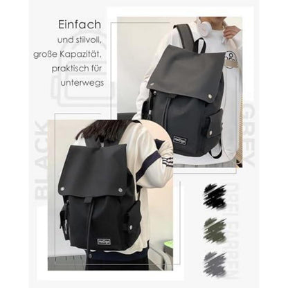 Schulrucksack Mädchen Schwarz Wasserdicht in Lederoptik