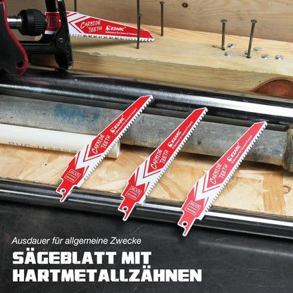 Hartmetall-Säbelsägeblätter 225mm 6/9 TPI für Holz & Metall