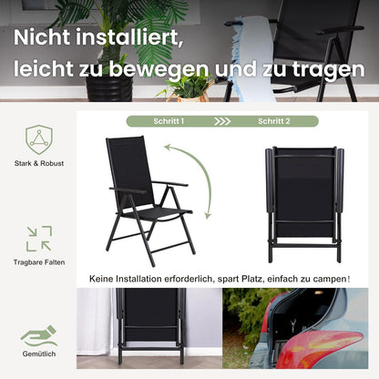 Gartenmöbel Set 6 Stühle & Tisch 152x90cm verstellbar wetterfest