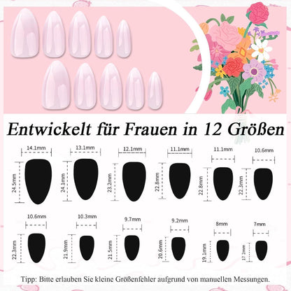 24 Press on Nails Mandel Rosa Weiß Farbverlauf Künstliche Nägel