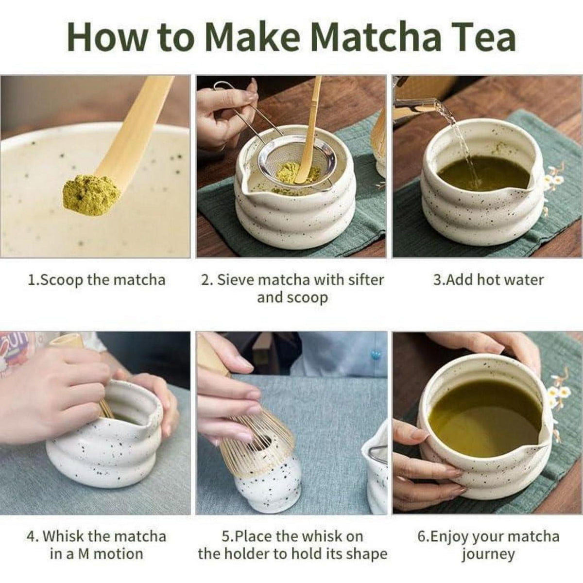 Komplettes Matcha Set – 5-teilig für traditionelle Teezeremonie (Weiß)
