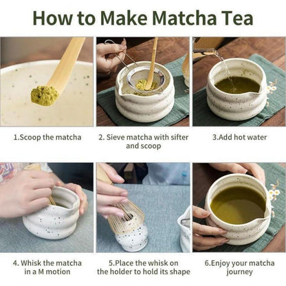 Komplettes Matcha Set – 5-teilig für traditionelle Teezeremonie (Weiß)