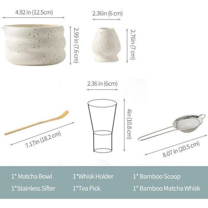 Komplettes Matcha Set – 5-teilig für traditionelle Teezeremonie (Weiß)