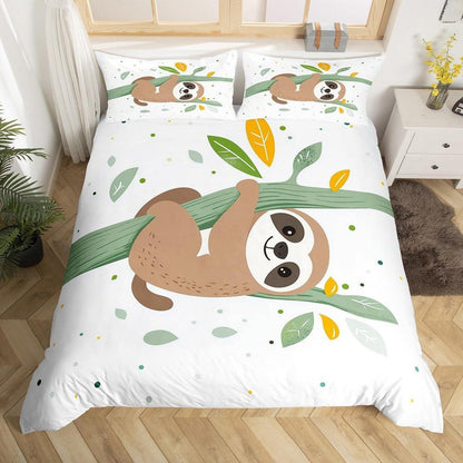 Bettwäsche-Set Faultier Motiv Bäume & Blätter 220x240cm