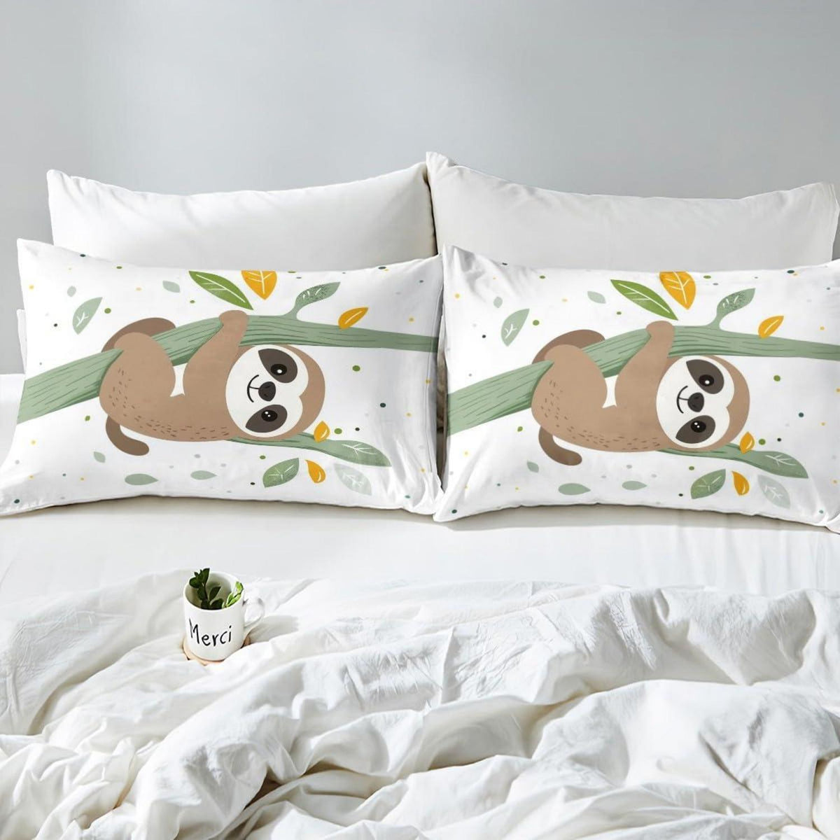 Bettwäsche-Set Faultier Motiv Bäume & Blätter 220x240cm