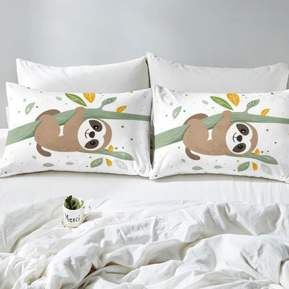 Bettwäsche-Set Faultier Motiv Bäume & Blätter 220x240cm