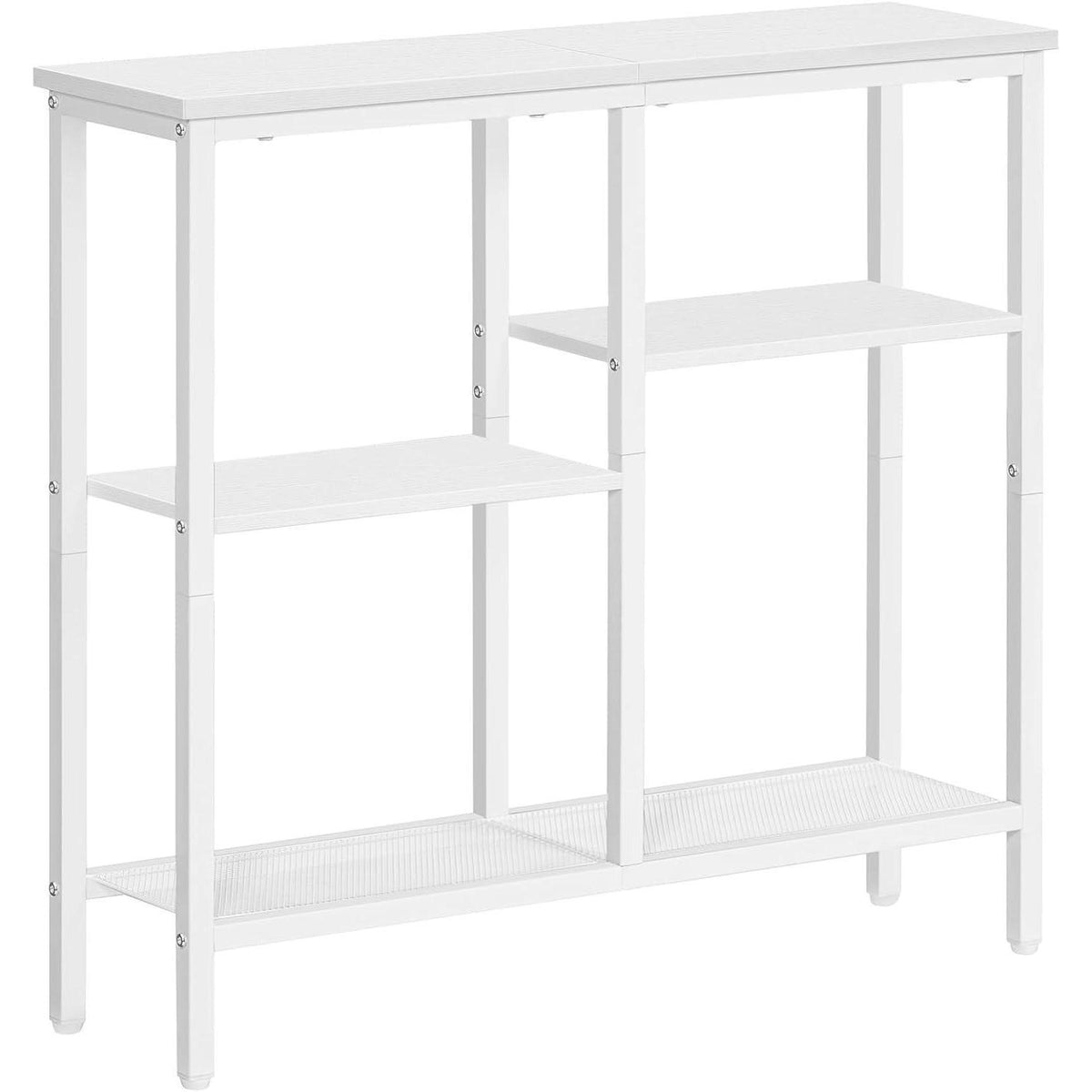 Schmaler Konsolentisch 75cm Weiß mit 4 Regalen