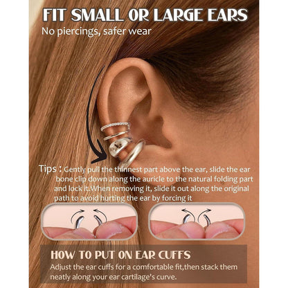 Ohrclips Damen 3er Set Ohne Ohrlöcher Gold Silber