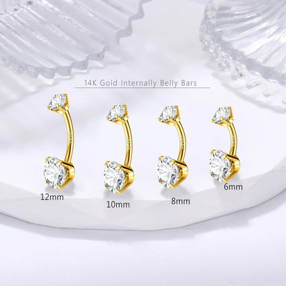 Bauchnabelpiercing 14G 925 Silber Zirkonia Gold Chirurgenstahl 6-12mm