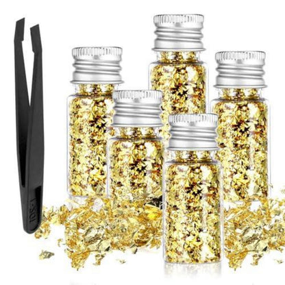 5 Blattgoldblätter mit Pinzette – Goldfolie zum Basteln & Dekorieren