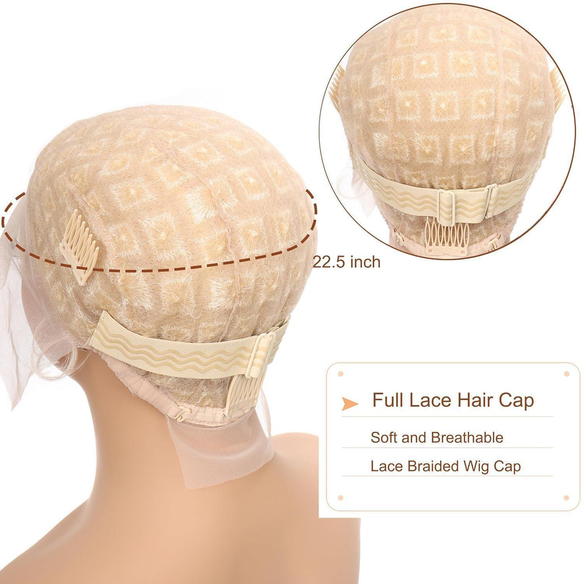 Geflochtene Perückenmütze mit Babyhaar, Blond
