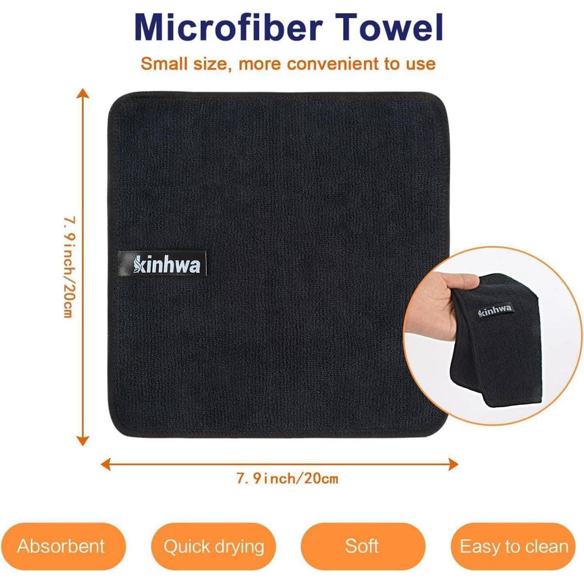 Mikrofasertücher 6er Set – Schwarz, 20x20cm, Putzlappen Küche