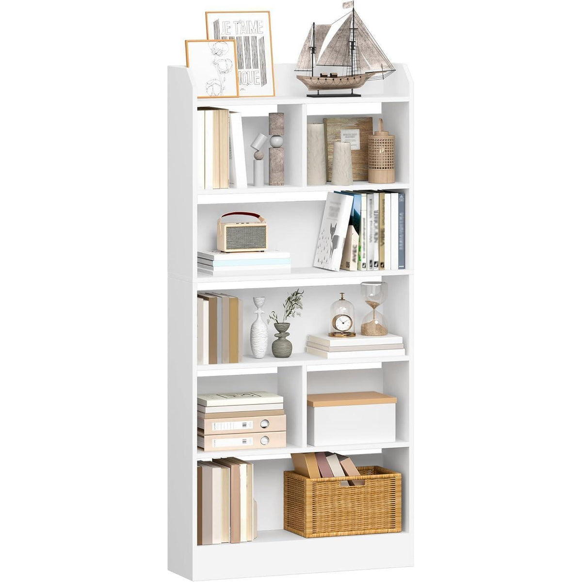 Weißes Bücherregal 6 Fächer – 24x80x170 cm | Standregal & Co.
