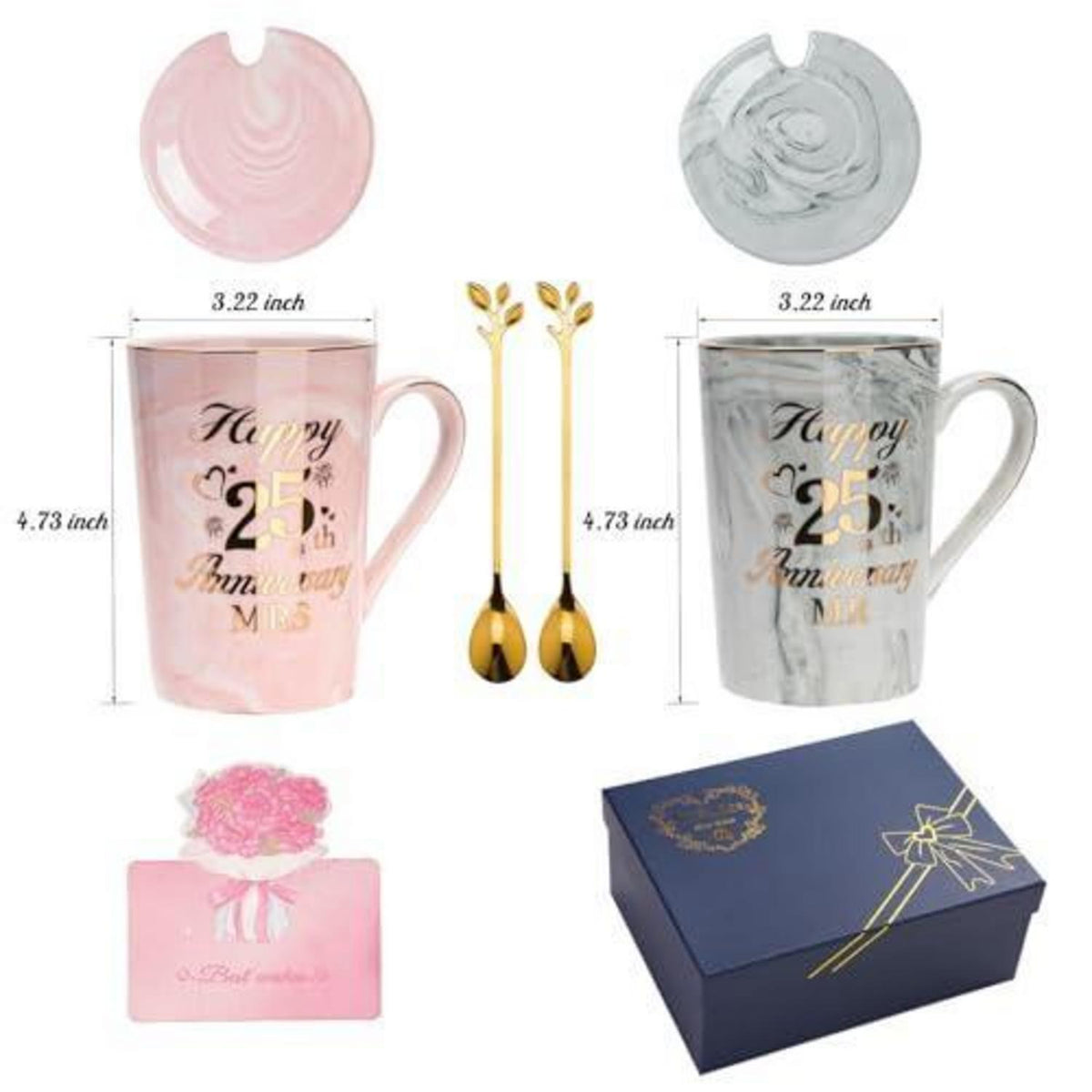 Silberhochzeit Geschenk 25 Jahre - Mr & Mrs Kaffeebecher Set