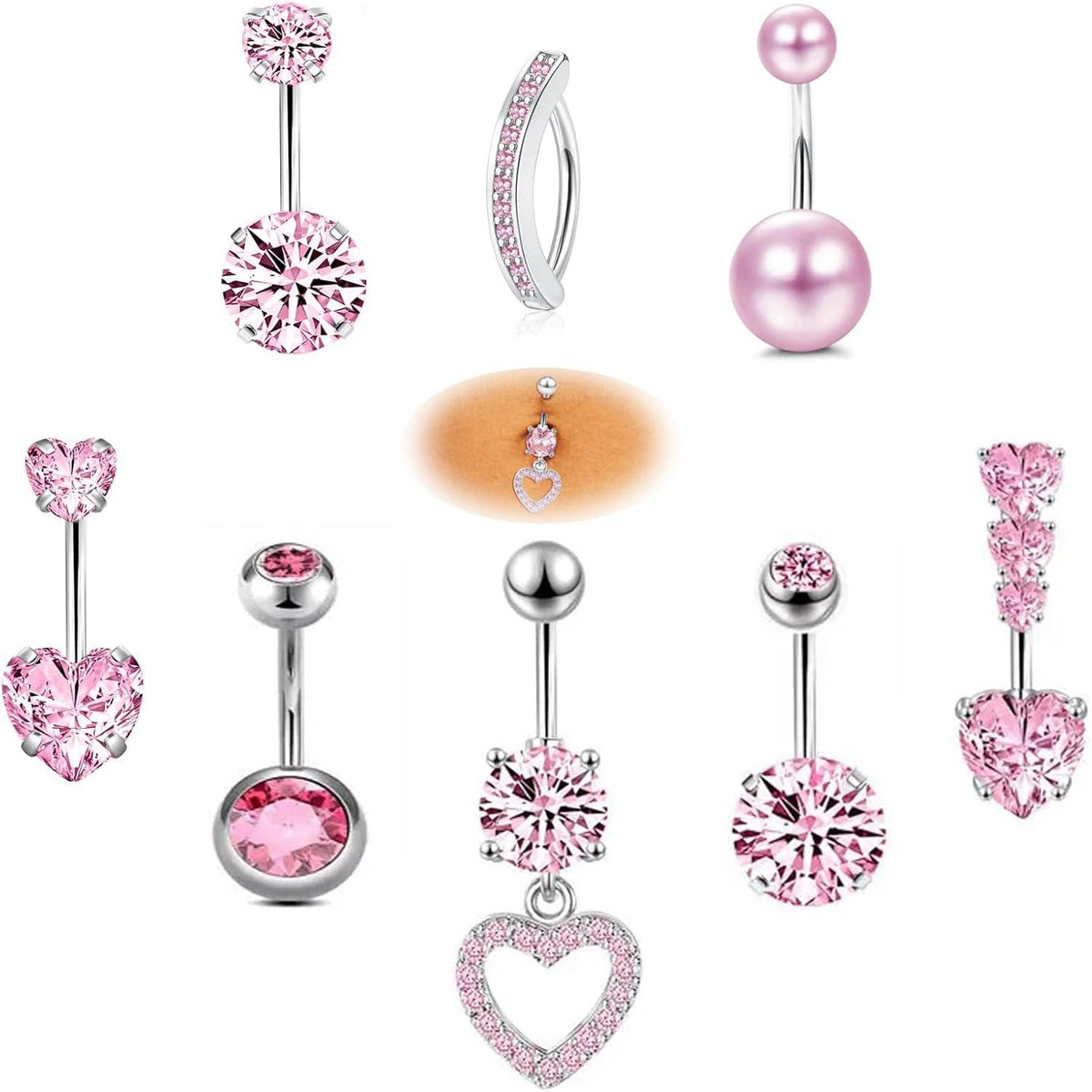 Bauchnabelpiercing 14G Chirurgenstahl CZ Herz Schmetterling Clicker