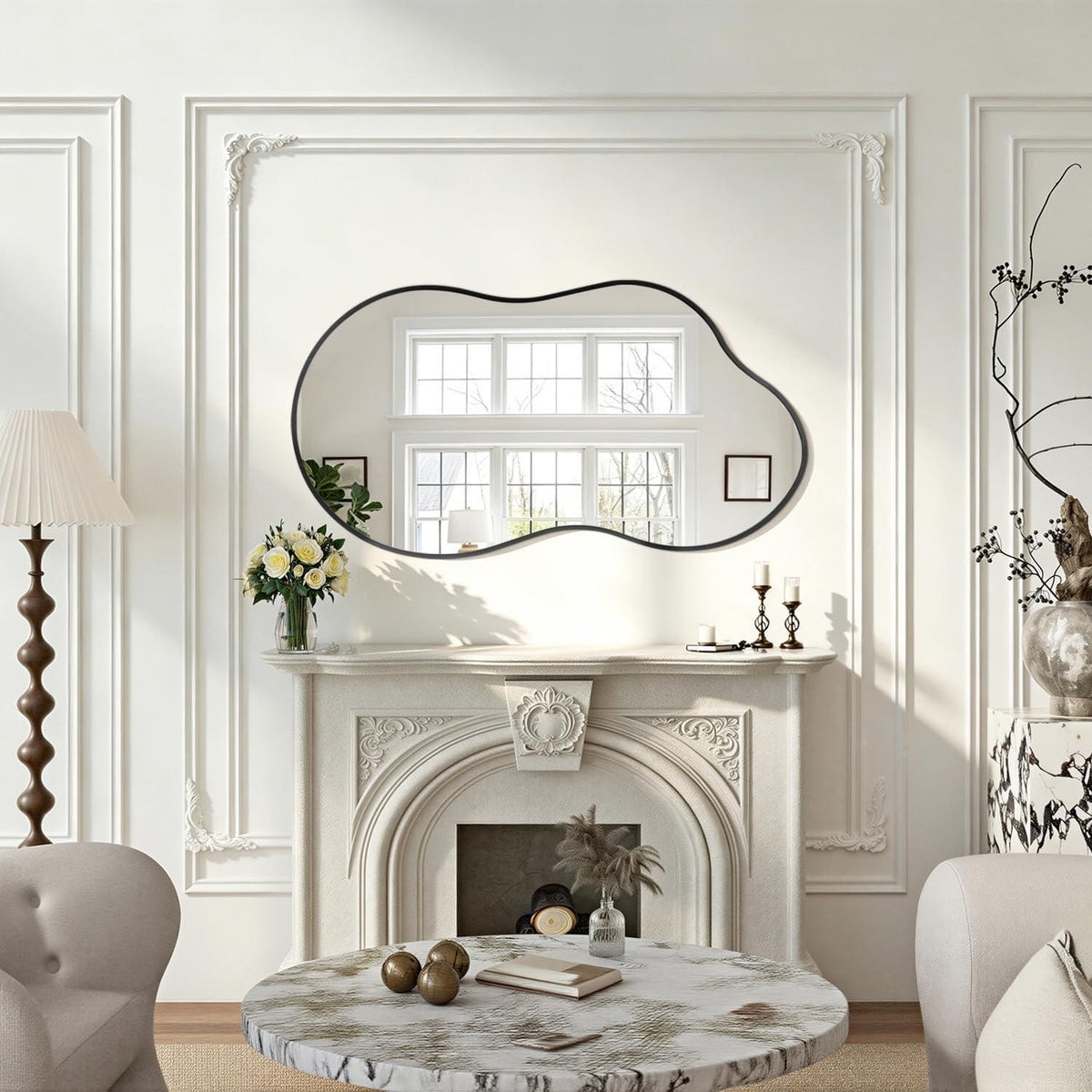 Großer Wandspiegel mit gebürstetem Metallrahmen – 50x90cm