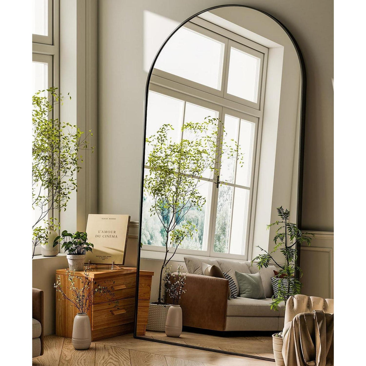 Ganzkörperspiegel Bogen Schwarz – 198x89cm, Stand- & Wandspiegel