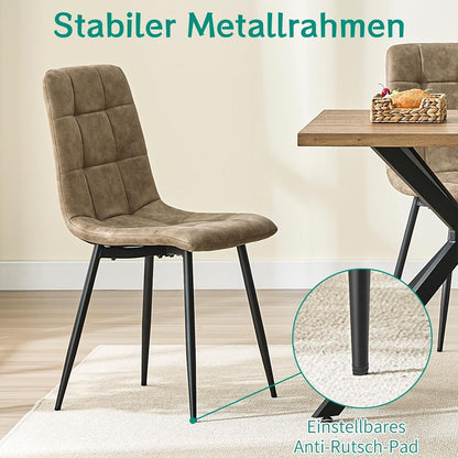 LEWE Esszimmerstühle 6er Set, Technologietuch, Braun