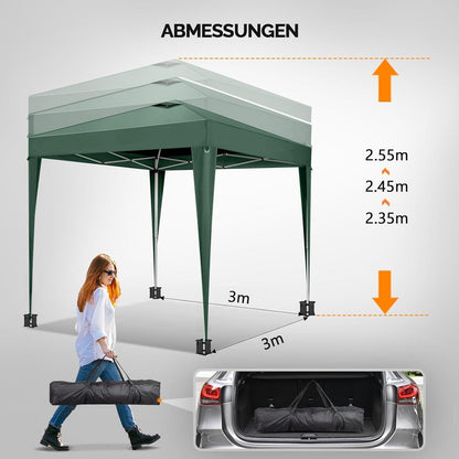 Faltpavillon 3x3m – Wasserdicht & Höhenverstellbar mit Zubehör
