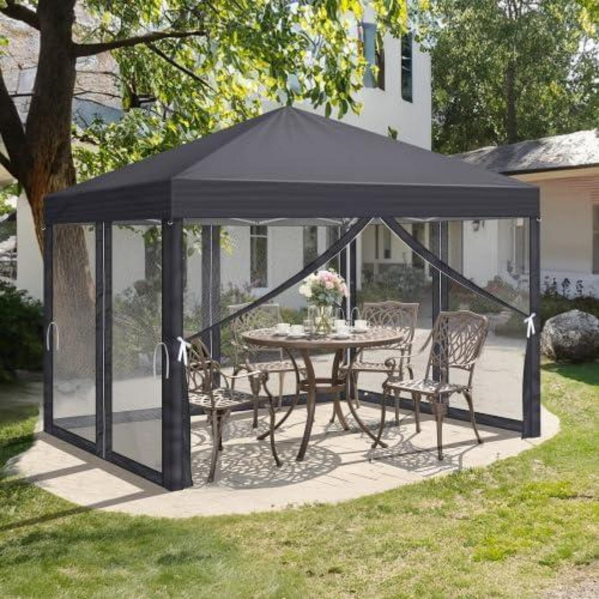 Faltpavillon 3x3m – Wasserdicht & UV-Schutz mit Mesh-Wänden