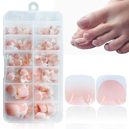 Französische Zehennägel Aufkleben – 120er Set Full Cover