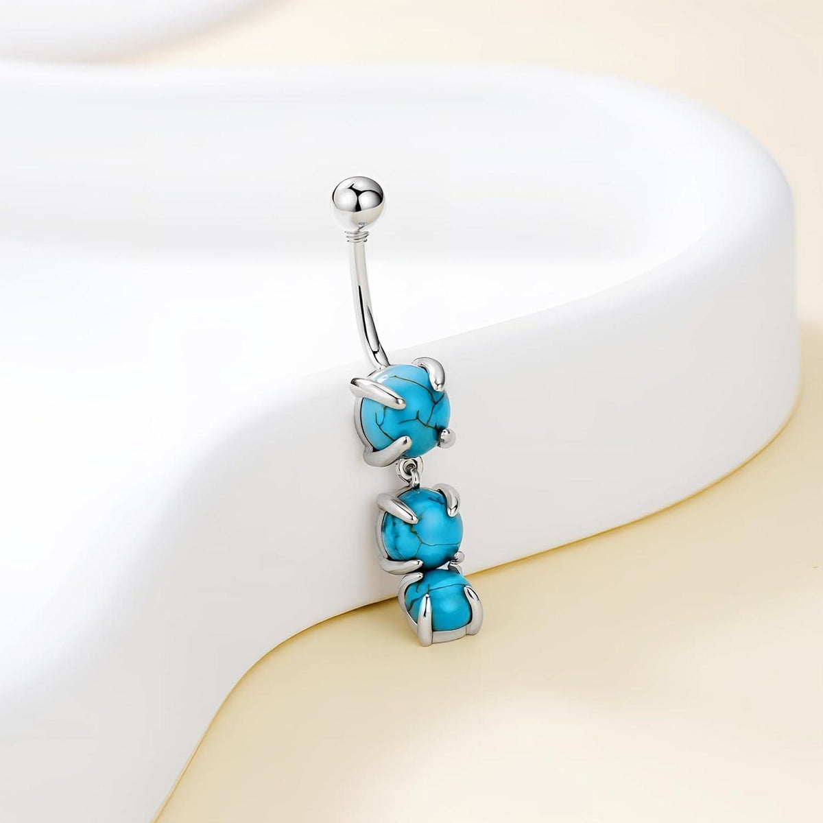 Türkis Bauchnabelring 925 Silber 3 Steine Boho Geschenk für Frauen