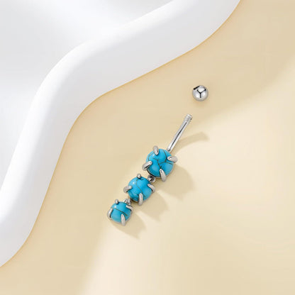 Türkis Bauchnabelring 925 Silber 3 Steine Boho Geschenk für Frauen