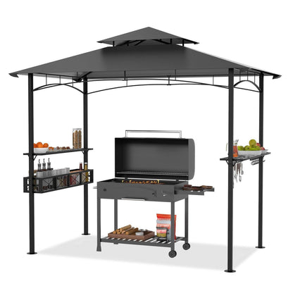 Grillpavillon 244x138 cm mit Bartresen & UV-Schutz – Grau