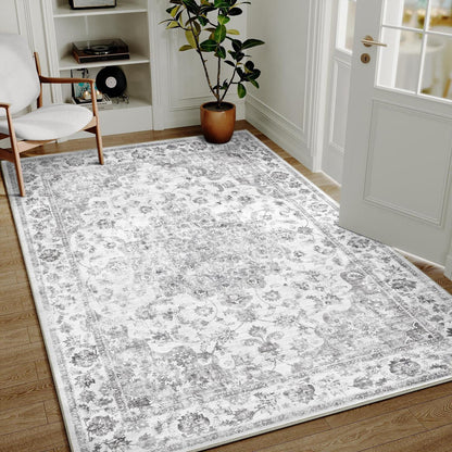 Vintage Teppich Grau 160x230cm – Waschbar & Rutschfest
