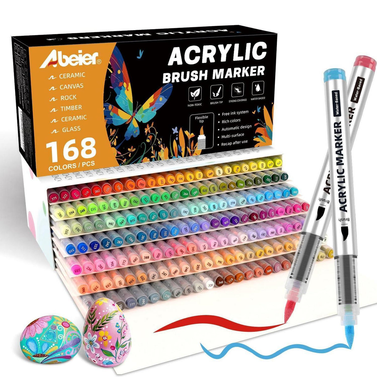Acrylstifte Set 168 Farben – Brush Tip für Basteln & Malen
