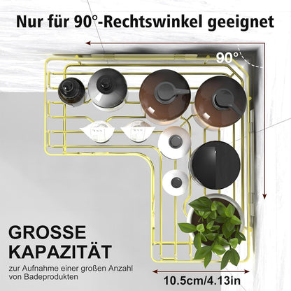 Duschablage Gold Eckregal ohne Bohren 2 Stück Edelstahl