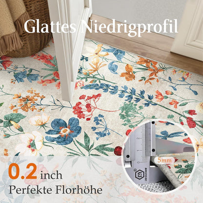 Wohnzimmerteppich 240x300cm Beige – Waschbarer Rechteck Teppich