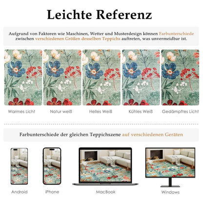 Grüner Wohnzimmerteppich 240x300cm – Waschbarer, Flauschiger Teppich
