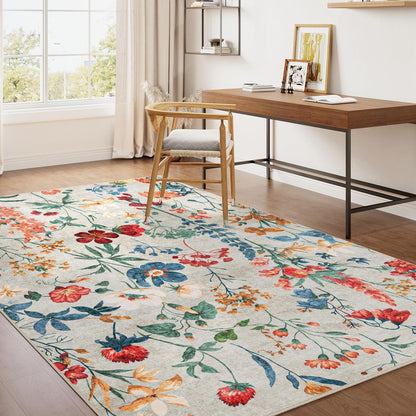 Wohnzimmer Teppich Beige 160x230cm – Waschbarer Rechteck Teppich