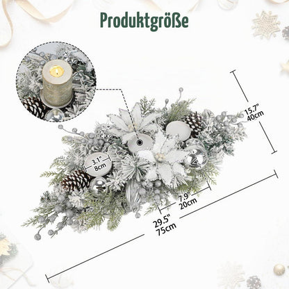 Weihnachts Tropfengirlande Silber-Weiß – Festliche Deko für Tür & Kamin
