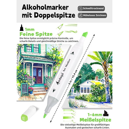 240er Alkohol Marker Set mit App & Ständer-Etui