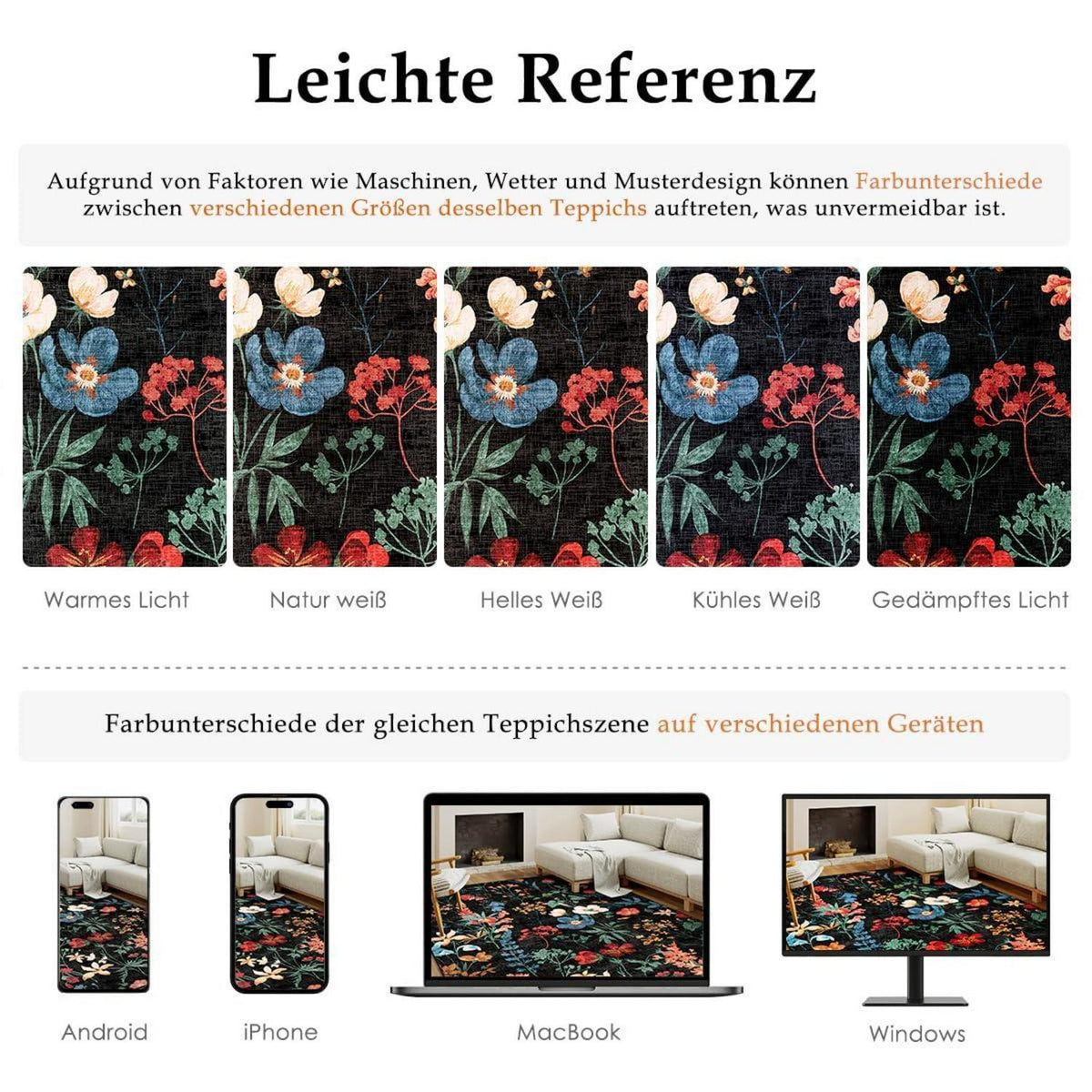 Wohnzimmerteppich 200x300cm Schwarz Grau Waschbarer Teppich Rechteckig