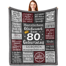 80. Geburtstag Geschenk für Mann - Kuschelige Decke 150x130cm
