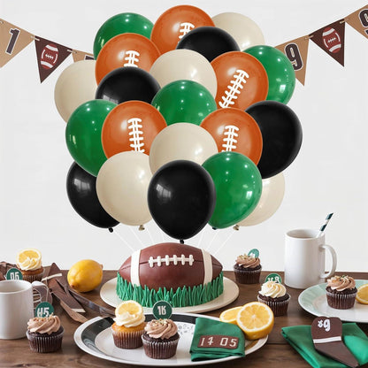 Fußballballons 30cm Dunkelgrün Schwarz Orange 35 Stück