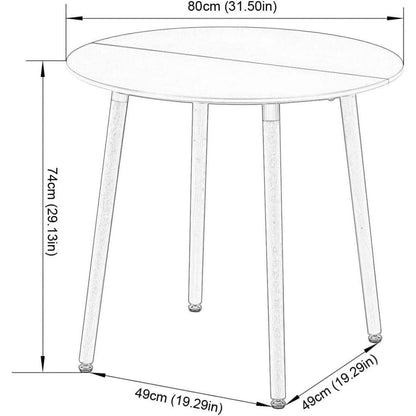 Esszimmergruppe Grau-Weiß: Runder Tisch (80cm) + 4 Stühle