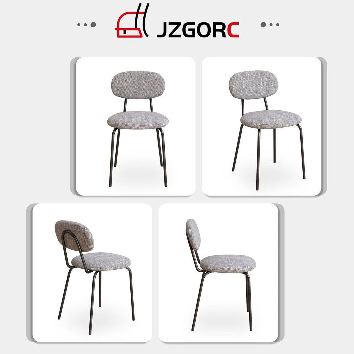 Esszimmerstuhl Set 6er – Modern, Gepolstert, Dunkelgrau