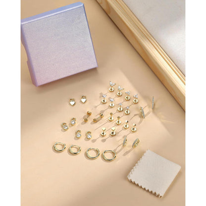 15 Paar Damen Ohrringe aus Chirurgenstahl – Gold & Silber