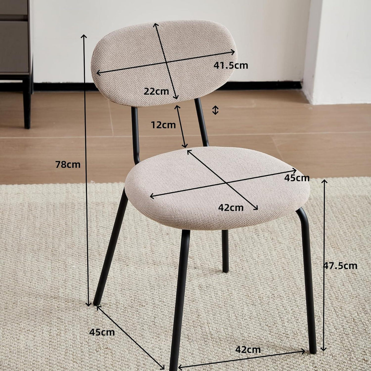 Moderner Esszimmerstuhl 8er Set – Gepolstert, Khaki