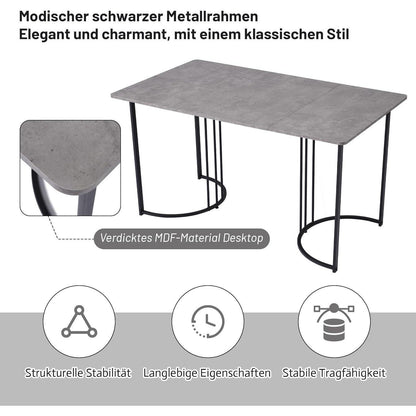Moderne Essgruppe (5-tlg) mit Samtstühlen Grau & Schwarz